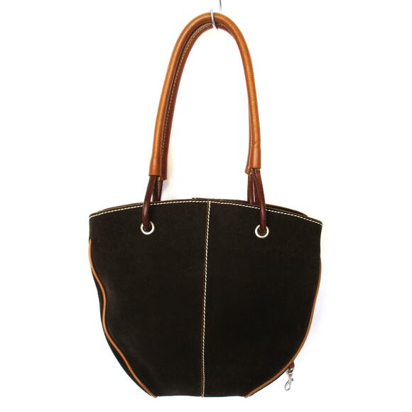 REGAZZE Italy Brown High Quality Genuine Suede Leather Tote Bucket Bag - Picture 3 of 12